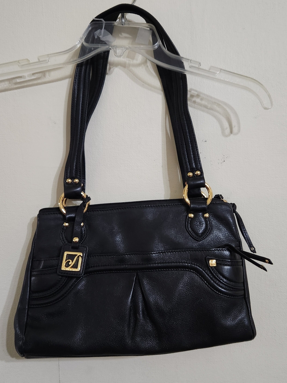 Vintage Stone Mountain Black Shoulder Bag with Gold Hardware, NWOT